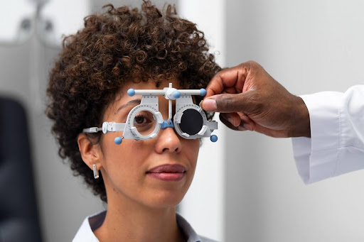 Patient receiving professional eye check-up