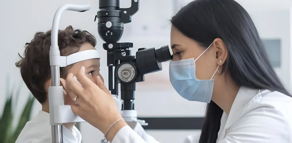 close up eye scanning using state of the art equipment at Vasan